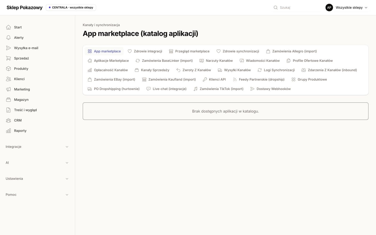 Kanały i synchronizacja w panelu Torveo