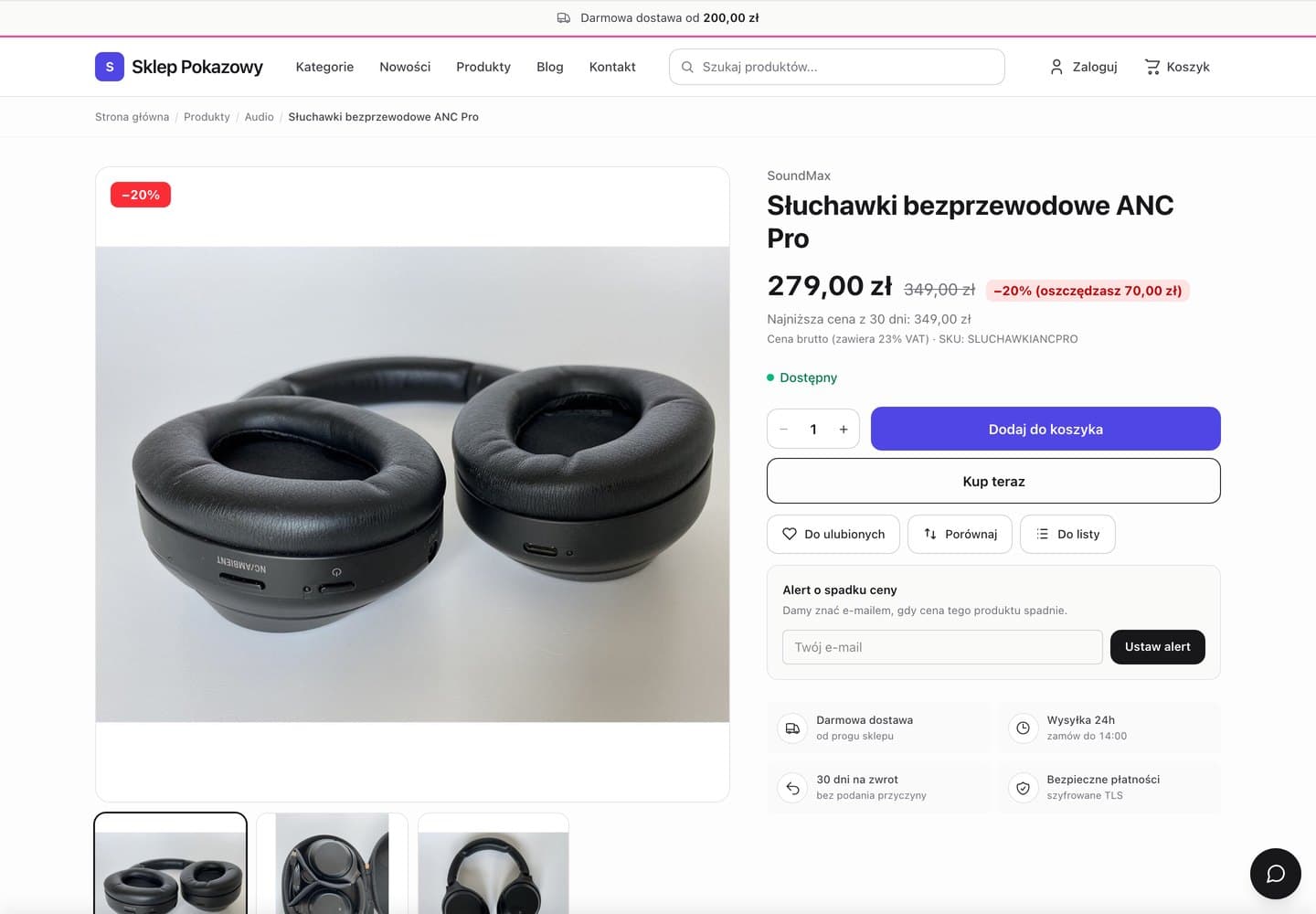 Prawdziwa strona produktu w sklepie na Torveo