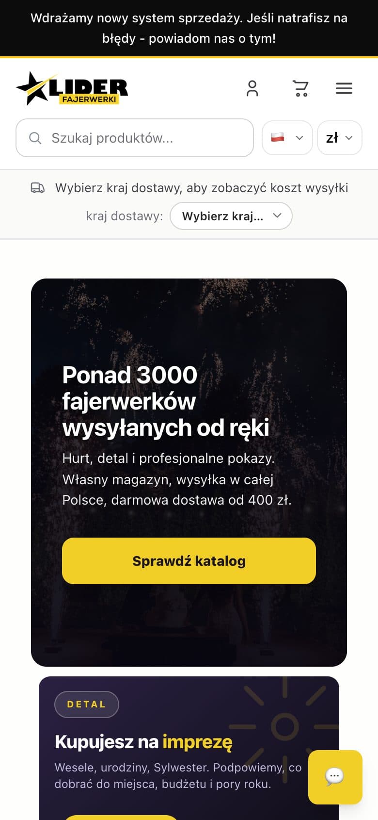 Strona główna sklepu fajerwerkilider.pl działającego na Torveo